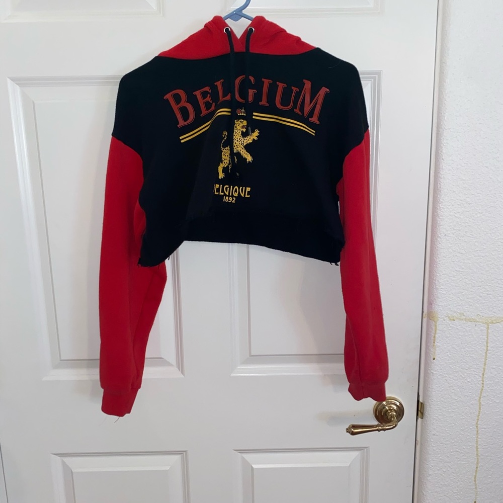 Cropped pullover hoodie